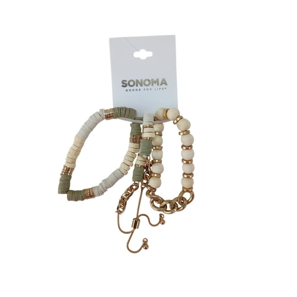 Sonoma Goods For Life Gold Tone Mixed Media 3-Piece Bracelets Set - Picture 5 of 6